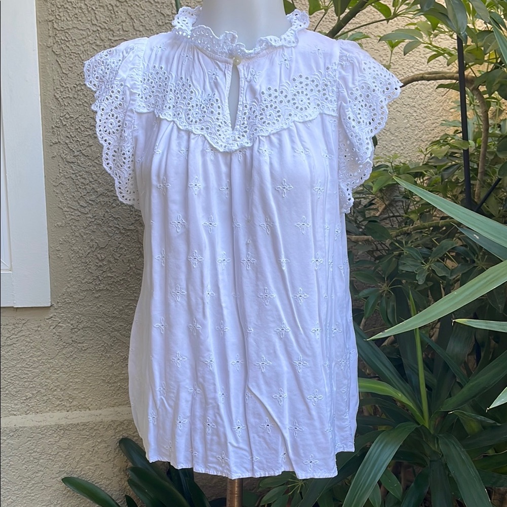 Vintage White Loft Eyelet Lace Women's Top